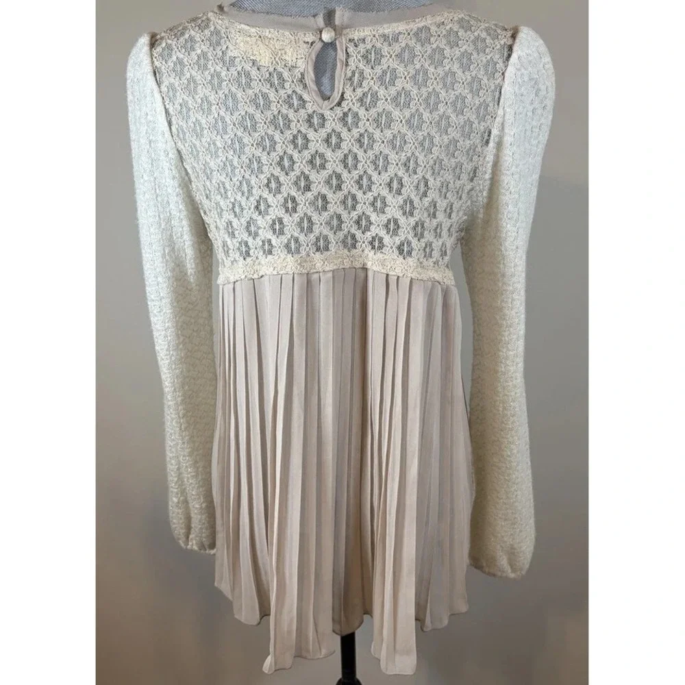 Anthropologie a'reve Sweater Womens M Soft Romantic Fairy Ethereal Feminine Lace - Picture 2 of 8